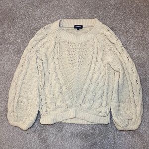 Express Cream Cable Knit Sweater